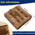Floor Pillow Set of 4, Memory Foam Meditation Cushion, Floor Cushions for Adults Sitting, Large Square Seat Cushions for Yoga, Living Room, 20x20 Inch (Brown)