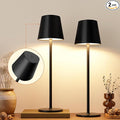 Kakanuo Cordless Table Lamp, 3 Color Stepless Dimming, 5000mAh Rechargeable Battery Powered, Outdoor LED Lamps, for Dining Room, Living Room, Bedroom, Bar, Cafe, Restaurant, Patio, Camping - Black