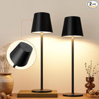 Kakanuo Cordless Table Lamp, 3 Color Stepless Dimming, 5000mAh Rechargeable Battery Powered, Outdoor LED Lamps, for Dining Room, Living Room, Bedroom, Bar, Cafe, Restaurant, Patio, Camping - Black