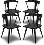 Poly & BARK Mid Century Modern Enzo Black Dining Chair – Solid Oak Wood Splat Back Chair, 18" Seat Height, 32" Tall – Stylish MCM Kitchen & Dining Room Chair - Set of 4