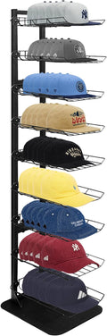 Hat Display 9 Tier, Hat Rack Stand Up to 70 Caps, Metal Hat Stands for Multiple Hats, Commercial Retail Hats Display, Black