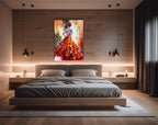zoinart Hand Painted Abstract Vertical Canvas Wall Art 28x40 Inches Musical Girl Modern 3D Wall Paintings Framed Contemporary Art for Home Decorations Wall Decor Ready to Hang