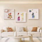 Charouse 3 Pieces Unframed Wall Decor Painting Christmas GIft Modern Bohemian Artistic Wall Art for Living Room Bedroom Art Studio Colorful Gradient Sky Lovers Christmas Wall Decor 16 * 16 Inch