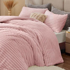 BEDELITE Fleece King Comforter Set -Super Soft & Warm Fluffy Pink Bedding, Luxury Fuzzy Heavy Bed Set for Winter with 2 Pillow Cases