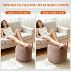 Pouf Ottoman Foot Rest, Comfortable & Soft, Round Footstool for Living Room, Bedroom, Office, Room Decoration, Corduroy Foot Stool Pouf with Odorless & Anti-Clump Filling, Small Brown
