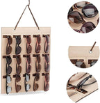 1Pc 15 Grids Glasses Organizer Storage Wall Hanging Bag Multifunctional Sunglasses Eyeglass Container Bag Foldable(Khaki)