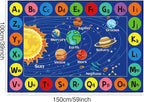Outer Space Rug for Kids Room, ABC Educational Learning Kids Carpet, Non-Slip Solar System Road Play Play Rug for Kids Bedrooms, Classroom, Nursery Room Decor (Blue, 59X39.4 INCH)