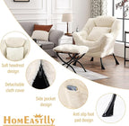 Lazy Chair with Ottoman, Large Lvory Lounge Accent Chair with Ottoman and FA Throw Pillow, Comfy Plush Reading Chair for Living Room Bedroom Dorm Room Office Apartment Relaxing Use