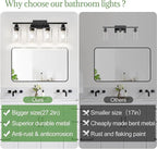 4-Light Bathroom Light Fixtures, Vanity Light with Clear Glass Shades, Matte Black Bathroom Light Fixtures Over Mirror, Modern Bathroom Wall Lamp for Mirror Living Room Cabinet Bedroom
