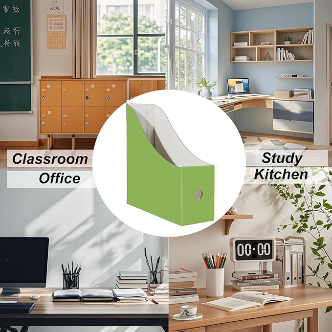 Limitliho Cardboard Magazine Holder for Desk, Book Bins for Classroom Library,Office,Home, 10.6" H x 10.2" L x 3.5" W in file holder (Fresh color, 6 Pack)