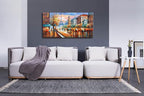 Alenoss Modern Oil Paintings 48x24 Inches Paris Eiffel Tower Landscape Large Canvas Wall Art Abstract Paintings for Living Room Bedroom Office Wall Decor Ready to Hang