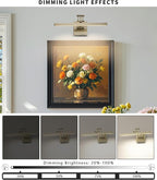 LED Picture Lights for Paintings Dimmable 15.5 Inch Long Hard-Wired Picture Frame Lights Gallery Wall Light with Adjustable Swing Arm Art Display Lamps 7W 3000K Warm White Antique Bronze