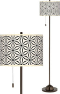 Kaleidoscope Flowers Bronze Club Floor Lamp with Print Shade