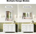 Bathroom Mirror for Over Sink,24x36Inch Silver Thick Anti-Rust Metal Frame, Rectangle Decorative Wall Mirror with HD Tempered Glass, Horizontal or Vertical Mount for Vanity, Bathroom,Living Room