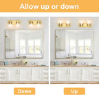 Vanity Light Fixture,2-Light Vanity Light for Bathroom,Brushed Gold Bathroom Vanity Lighting Over Mirror with Square Clear Glass Shade for Restroom