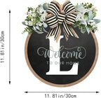 Circular Surname Front Door Welcome Sign - 26 Letter House Wreath, Front Porch Decorations, Year-Round Home Decor (L)