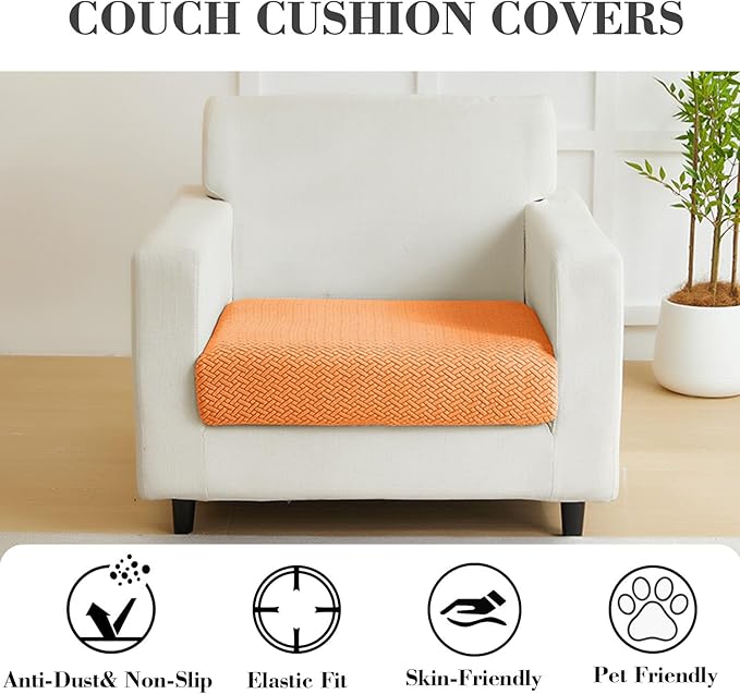 Sofa Covers Couch Covers for Sofa Pet Friendly Couch Cushion Covers Universal Sofa Covers Washable Stretch Slipcovers for Sectional Sofa (Texture Orange,Large Single Seat Cover)