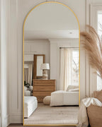 Antok Full Length Mirror, 59"x18" Floor Mirror, Arched Floor Standing Freestanding Arch Full Body Mirrors with Stand for Bedroom, Hanging Mounted for Living Room Cloakroom,Gold