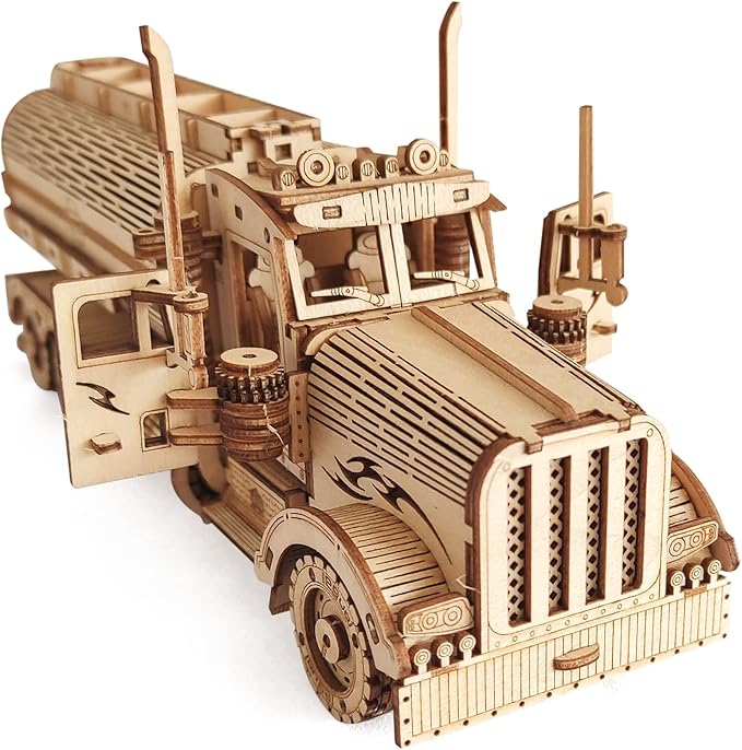 3D Wooden Puzzle - Wood Mechanical Tank Truck Model Kits - Coin Bank Crafts Model - Wooden STEM DIY Brain Teaser Puzzles, 3D Puzzle for Birthday Adults & Teens