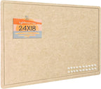 Bulletin Board, 24 x 18 inches Decorative Felt Pin Board, Cork Board Alternative for Wall, Foldable Photo Board with 20 Pushpins - Beige Brown