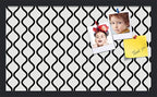 PinPix 24x14 Inch Cork Bulletin Board. This Decorative Framed Pin Board Comes with Black and White Waves Design and a Satin Black Frame. Ideal for Home Office Decor or Message Board (PinPix-194)