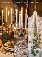 Premium White Taper Candles Stick | Bulk12 Pack | 9'' Inches | Dripless, Unscented, Smokeless Dinner Candlesticks | 7+ Hour Long Burning for Elegant Weddings, Parties & Home Decor