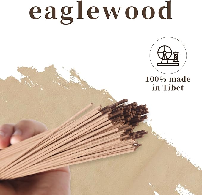 Zang Tibetan Eaglewood Incense Sticks with Holder, Low Smoke 45 Min Burn – Stress Relief, Yoga & Meditation Relaxation, 40g (130-140 Sticks) Eco-Friendly Packaging