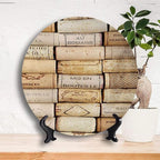Ceramic Plates, Winery Decorative Ceramic Plates, Different Wine Corks Arranged in Line Collections, 8 Inch, Household Plates Decorative, Ivory Pale Brown