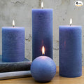 Dark Blue Rustic Textured Pillar Candles Set - 4 Pcs Assorted Sizes Unscented Pillar Candle, Decorative Farmhouse Candles for Home Centerpiece Decor, Holiday Dinner Table, Dripless & Smokeless