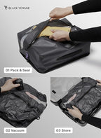 Black Voyage Reusable Vacuum Compression Travel Bag for Carry-On Suitcase and Backpack, Recycled IP67 Waterproof Space Saver Vacpack (1-Pack, 18L - No Pump)