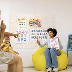 Large Bulletin Board - 48 x 36 Inches, Decorative Felt Pin Board for Wall - 4' x 3' Foldable Photo Display Board with Self-Adhesive Tape, Includes 20 Push Pins - Oatmeal