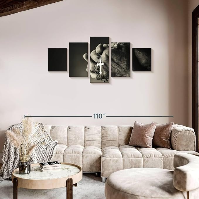 Elephant Stock Christian Prayer Canvas - 5 Panel Pictures Decor - Digital Design Canvas Print - Christian Wall Decor - 74" X 34"