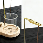 2 in 1 Incense Holder for Sticks, Glass Incense Holder with Ash Catcher, Wooden Incense Burner with Storage, for Home Decor & Spa Yoga Meditation Room Décor