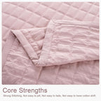 KASENTEX Queen XL Quilt Set 98"x98" – Soft Washed 3-Layer Lightweight Bedspread, Minimalist Nordic Design, All-Season Spring & Summer Quilt Set (1 Quilt + 2 Pillow Shams), Blush Pink