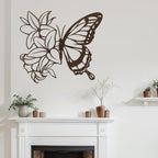 SIGNLEADER Metal Wall Art Decor Butterfly and Flowers Minimalist Modern Abstract Wall Sculpture Hangings Home Decoration for Living Room, Bedroom, Bathroom, Kitchen, Outdoor - 18" Bronze