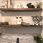 URBANDI, Rustic Floating Shelves, Set of 2, Hidden Bracket, Solid Wood, Heavy Duty, Wall Mounted Shelves, (Dark Brown, 12Wx8D)