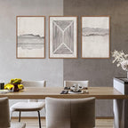 CHDITB Abstract Modern Framed Canvas Wall Art Set, Geometric Line Textured Wall Decor, Minimalist Neutral Wall Painting, Beige Black Art Prints for Living Room, Bedroom, Office - Large Size 16"x24"x3