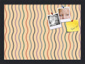 PinPix 18x13 Inch Cork Bulletin Board. This Decorative Framed Pin Board Comes with Multi Color Waves Design and a Satin Black Frame. Ideal for Home Office Decor or Message Board (PinPix-565)
