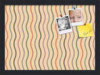 PinPix 18x13 Inch Cork Bulletin Board. This Decorative Framed Pin Board Comes with Multi Color Waves Design and a Satin Black Frame. Ideal for Home Office Decor or Message Board (PinPix-565)