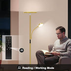 Gold Floor Lamps for Living Room,42W/4200LM Super Bright Floor Lamp with Reading Light,69'' Tall Standing Lamp with Remote & Touch Control, Modern Torchiere Floor Lamp for Bedroom,Office