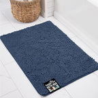 KANGAROO Bathroom Rugs, Chenille Soft Absorbent Bath Rug, Shaggy Shower Mat, Quick Dry Machine Wash Bathmat, Plush Carpet Mats for Tub, Bathtub and Room Home Decor Accessories, 30x20, Navy