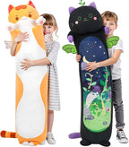 Mewaii Long Cat Plush Body Pillow, 28” Cute Brown Stuffed Animals Soft Plushies, Kitten Doll Toy Gift for Girlfriend