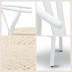 Poly & BARK Weave Dining Chairs – Mid-Century Modern Wishbone Dining Chairs with Arms, Solid Wood Frame, Indoor Use – White – Set of 2 - Ideal for Dining Room, Kitchen or Stylish Accent Setting