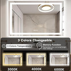55"x40" Bathroom Mirror with LED Lights, Front and Backlit Mirror, Anti-Fog LED Vanity Mirror, 3 Colors and Dimmable Mirror, Waterproof, Corrosion Proof (Horizontal/Vertical)