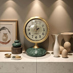 Vintage Mantel & Modern Brass Desk/Shelf Clock, Silent Non-Ticking Analog Roman Numerals, Marble Base, Home/Tabletop Decoration for Shelf, Table, Mantel, Bedside, Home Office, Living Room, Bedroom