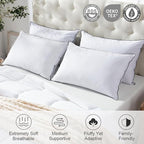 APSMILE Medium Firm Feathers Down Pillow Queen Size Set of 2, Luxury Feathers Pillow for Sleeping, 100% Organic Cotton Cover Hotel Bed Pillow for Side Sleeper (White, 20"x30")