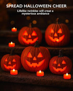 BEICHI Flameless Candles, Tea Lights Battery Operated, No Flickering Votive Candles LED Tea Lights for Halloween Christmas Wedding Home Decor (24 Pack, Red)