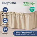 Wrap Around Dust Ruffle Bed Skirt - Cream - for Queen Size Beds with 12 Inch Drop - Easy Fit Elastic Strap - Adjustable Pleated Bedskirt w/Brushed Fabric - Wrinkle Free - for Women, Men, Kids & Teens