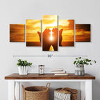 Elephant Stock Religion Wall Art Multi Piece Canvas - 5 Panel Christian Pictures Decor - Digital Design Canvas Print - Christian Wall Decor - 36" X 15"