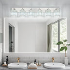 Modern Vanity Light 6-Lights Brushed Nickel Vanity Light Crystal Bathroom Wall Light Bathroom Light Fixtures